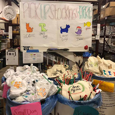 PAWS Holiday Stockings in Bins