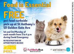 Food is Essential graphic with FBB, PAWS, and St. Anthony's logos