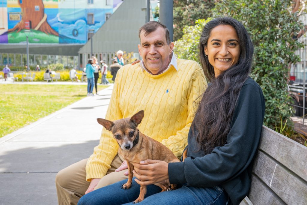 Amrita with Graham and Sweet Pea (dog)