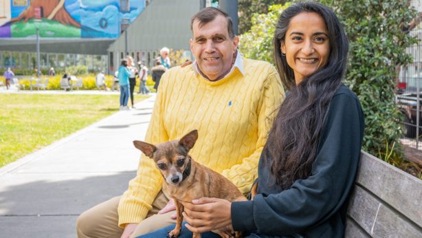 Amrita with Graham and Sweet Pea (dog)