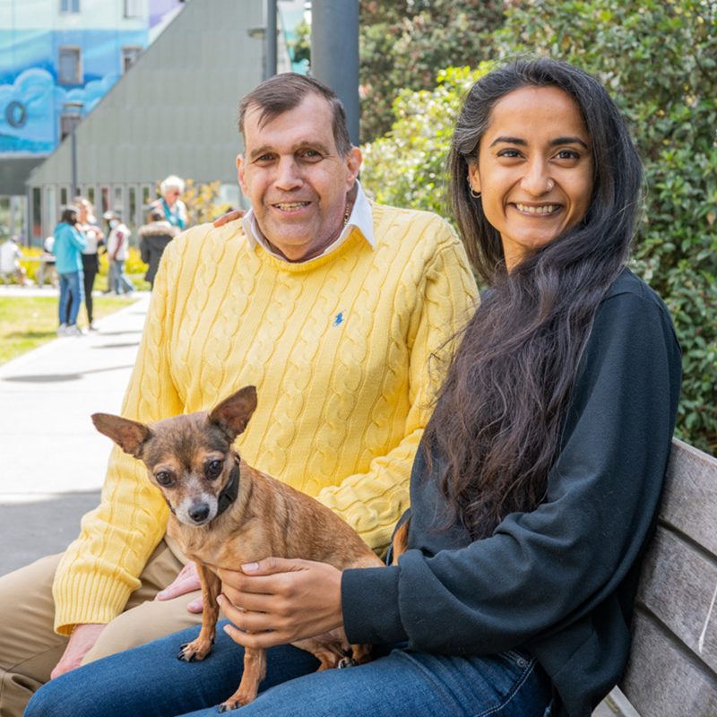 Amrita with Graham and Sweet Pea (dog)